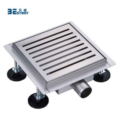 High Quality Stainless Steel Square Brush Tile Insert Shower Bath Floor Drain Trap for Bathroom